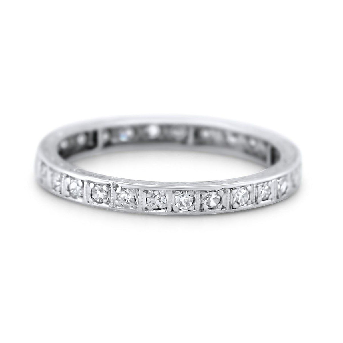 platinum diamond antique eternity wedding band