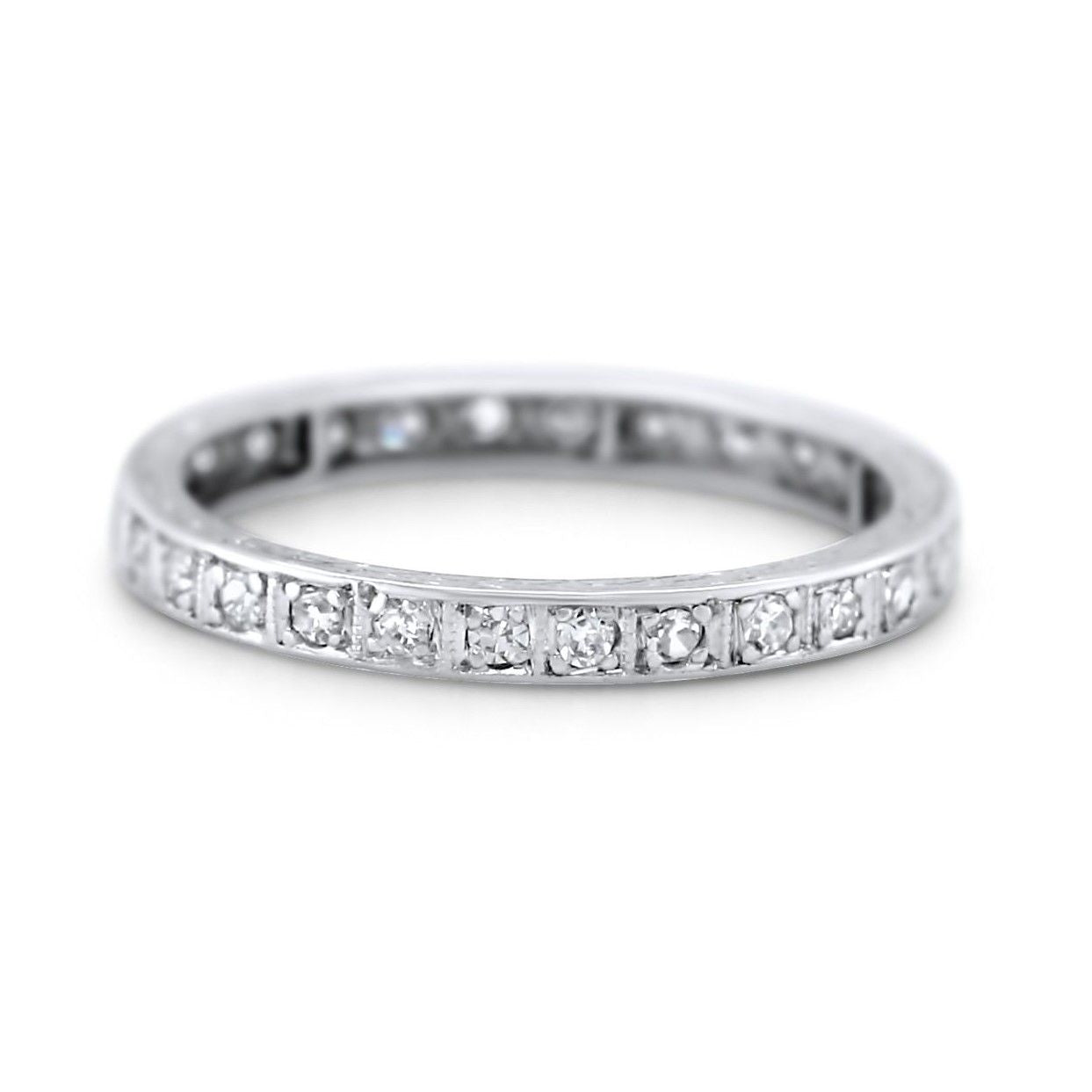 platinum diamond antique eternity wedding band