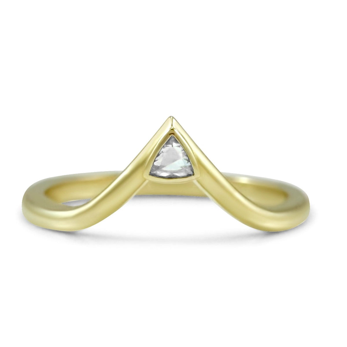 14k yellow gold trillion diamond contour wedding band