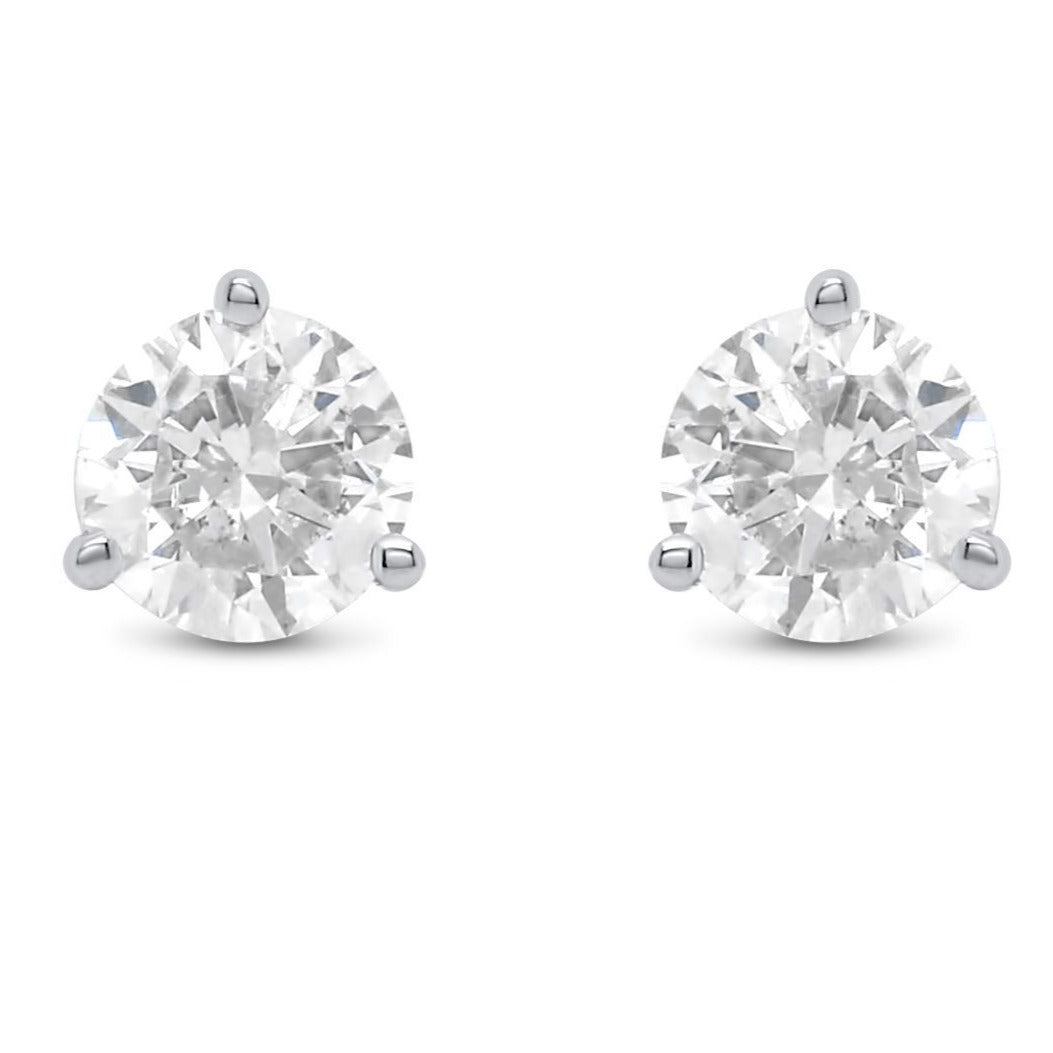 Julie Earrings | White Gold Round Classic Diamond Studs Screwback, ~2.00tcw / Heirloom Quality G-I/SI2
