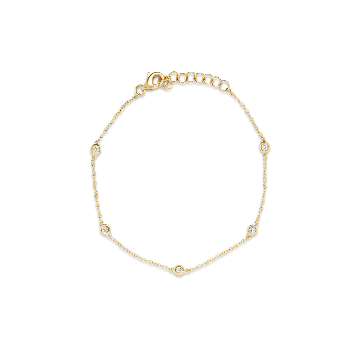 14k gold bezel set diamond by the yard station bracelet