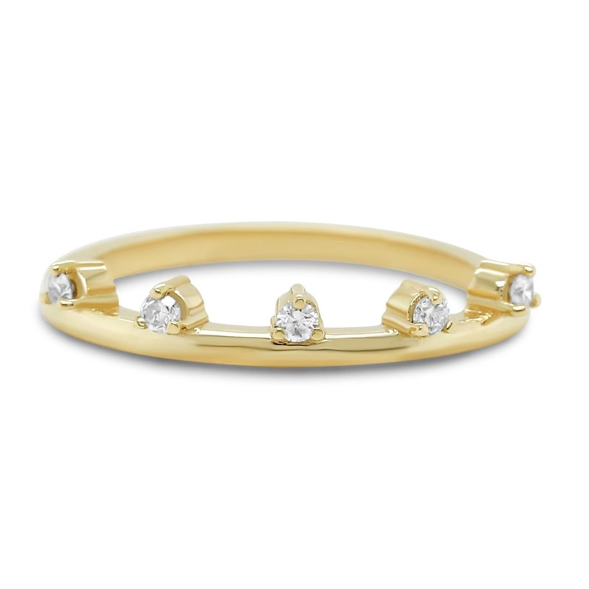 14k yellow, rose or white gold three prong diamond wedding band