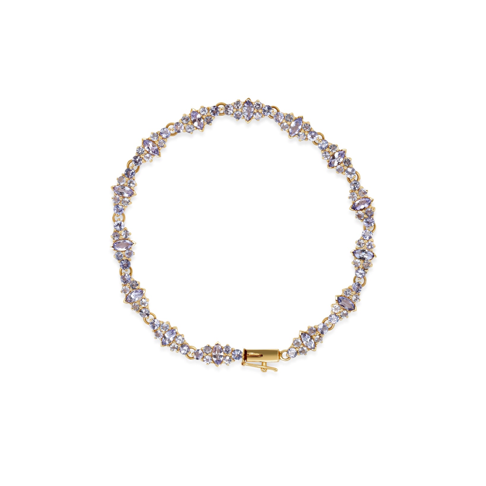 14k yellow gold estate bracelet tanzanite marquise and round cut