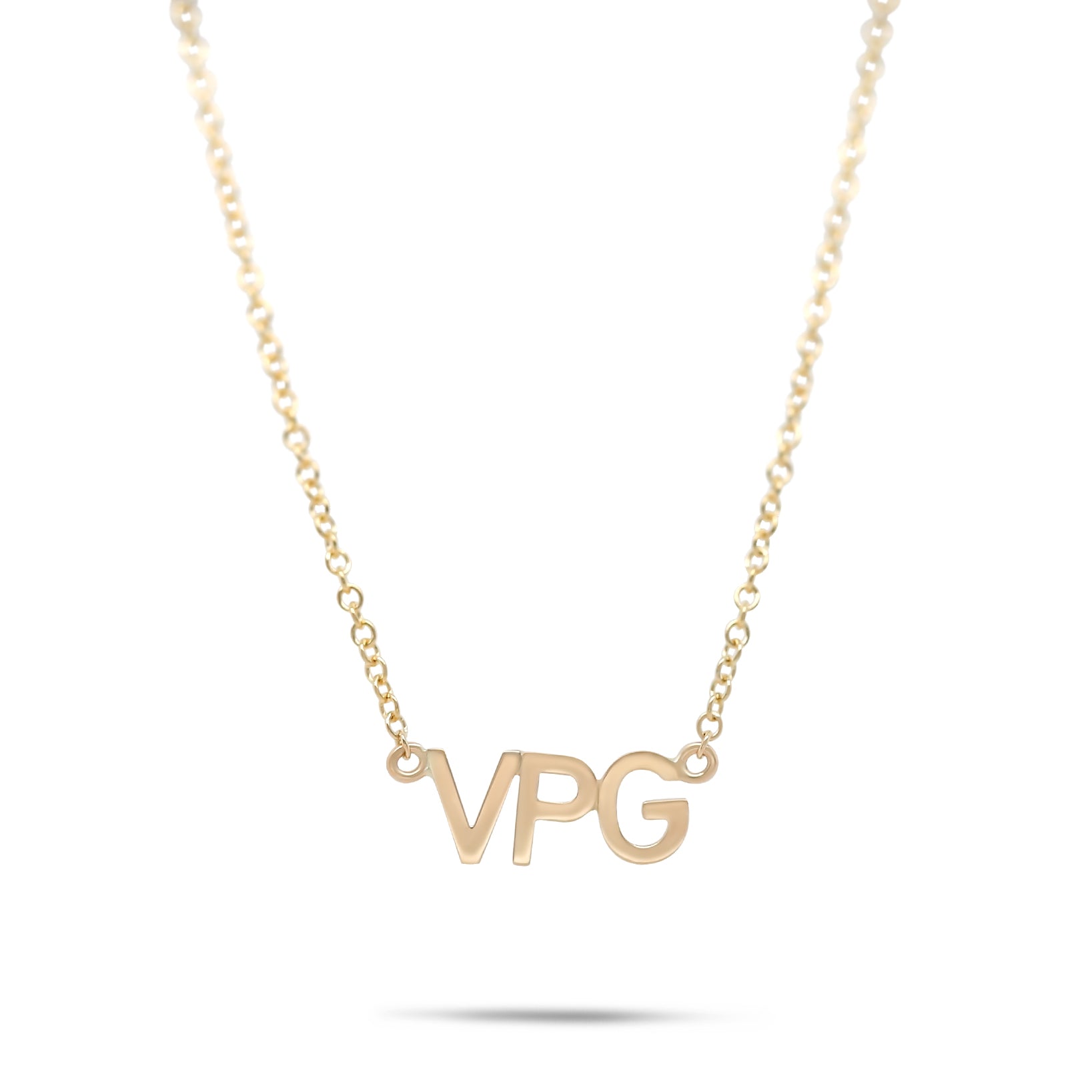 14k gold three letter initials necklace