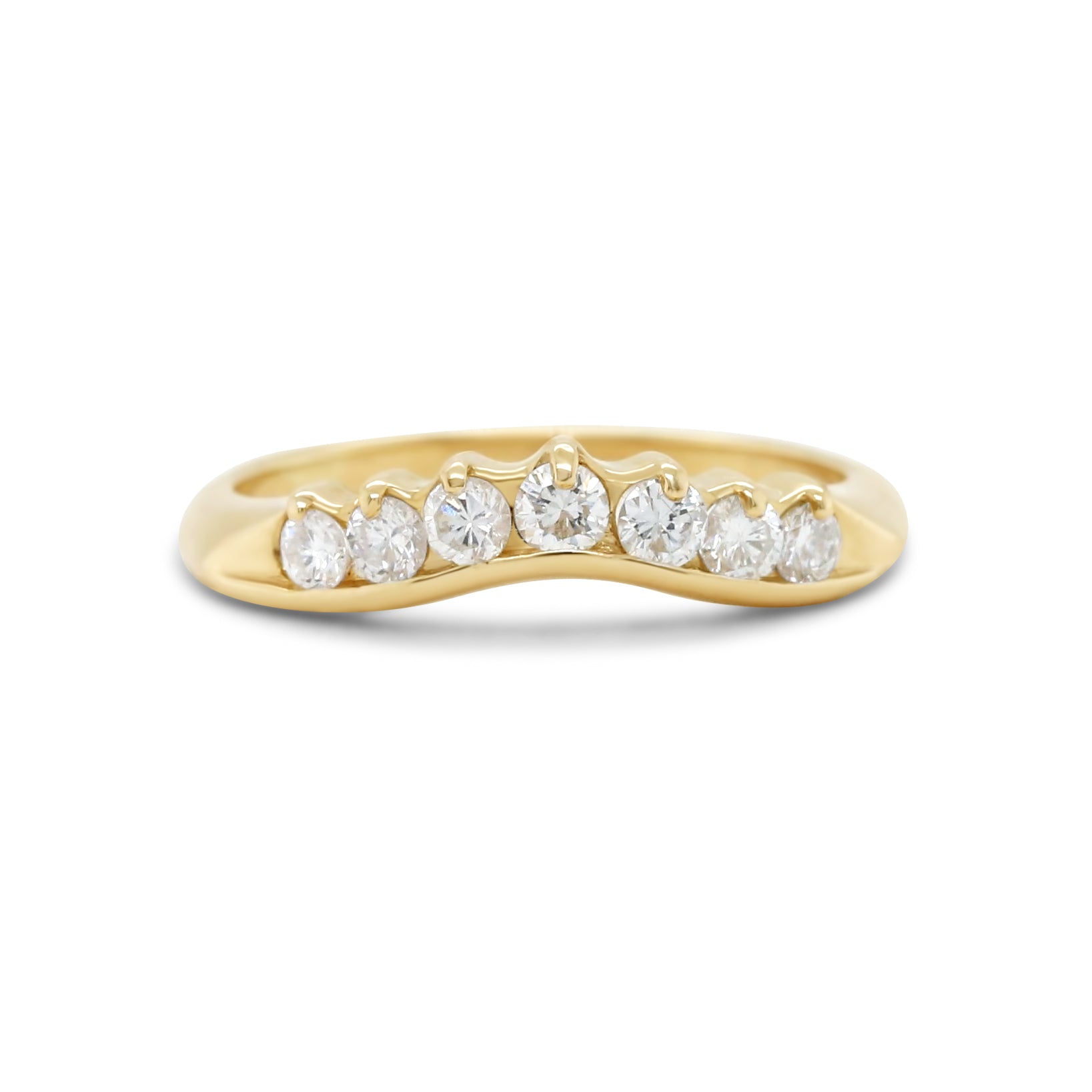 14k yellow gold diamond contour estate wedding band ring
