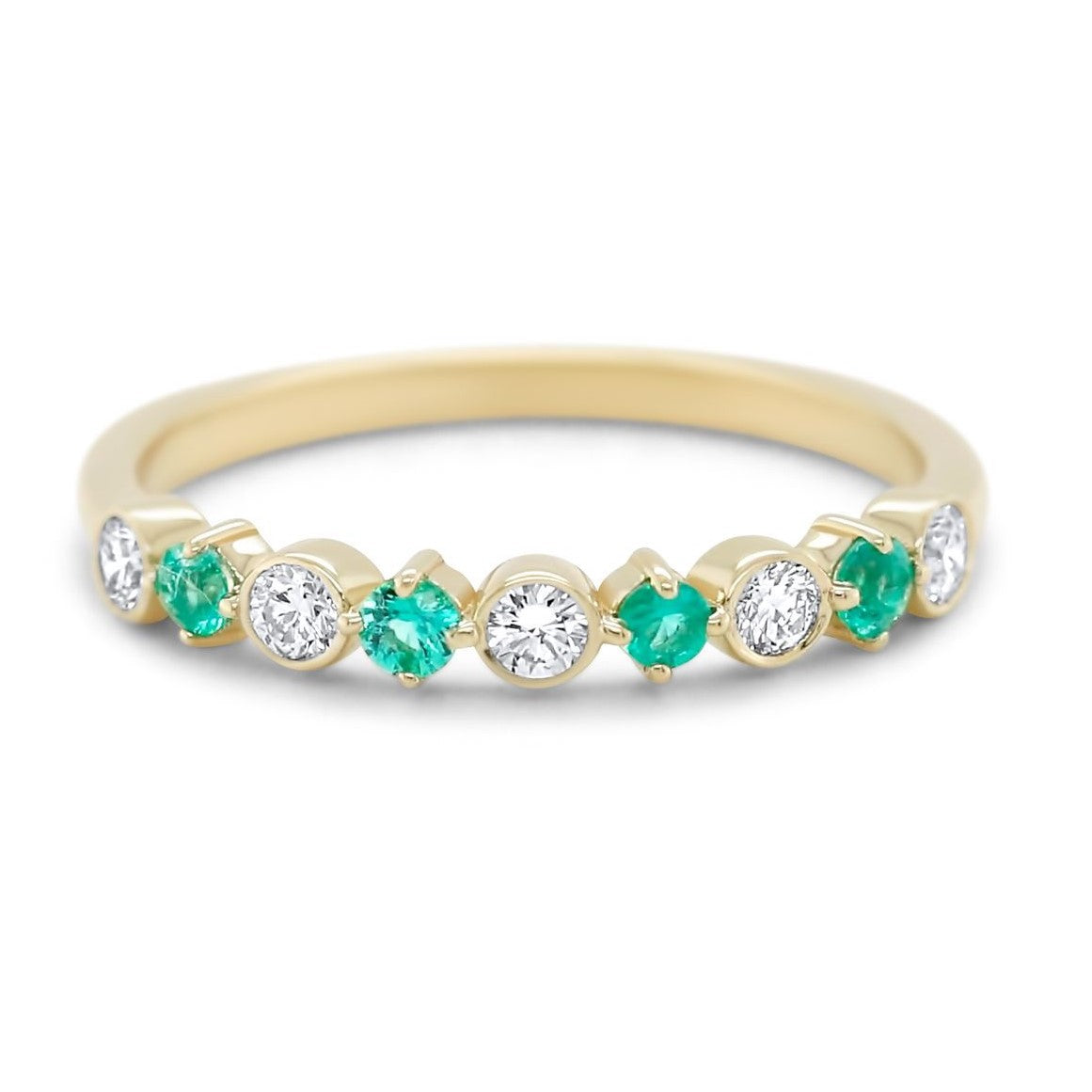 14k yellow gold gemstone and diamond wedding band