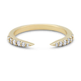 14k yellow white or rose gold open claw style wedding band with diamonds