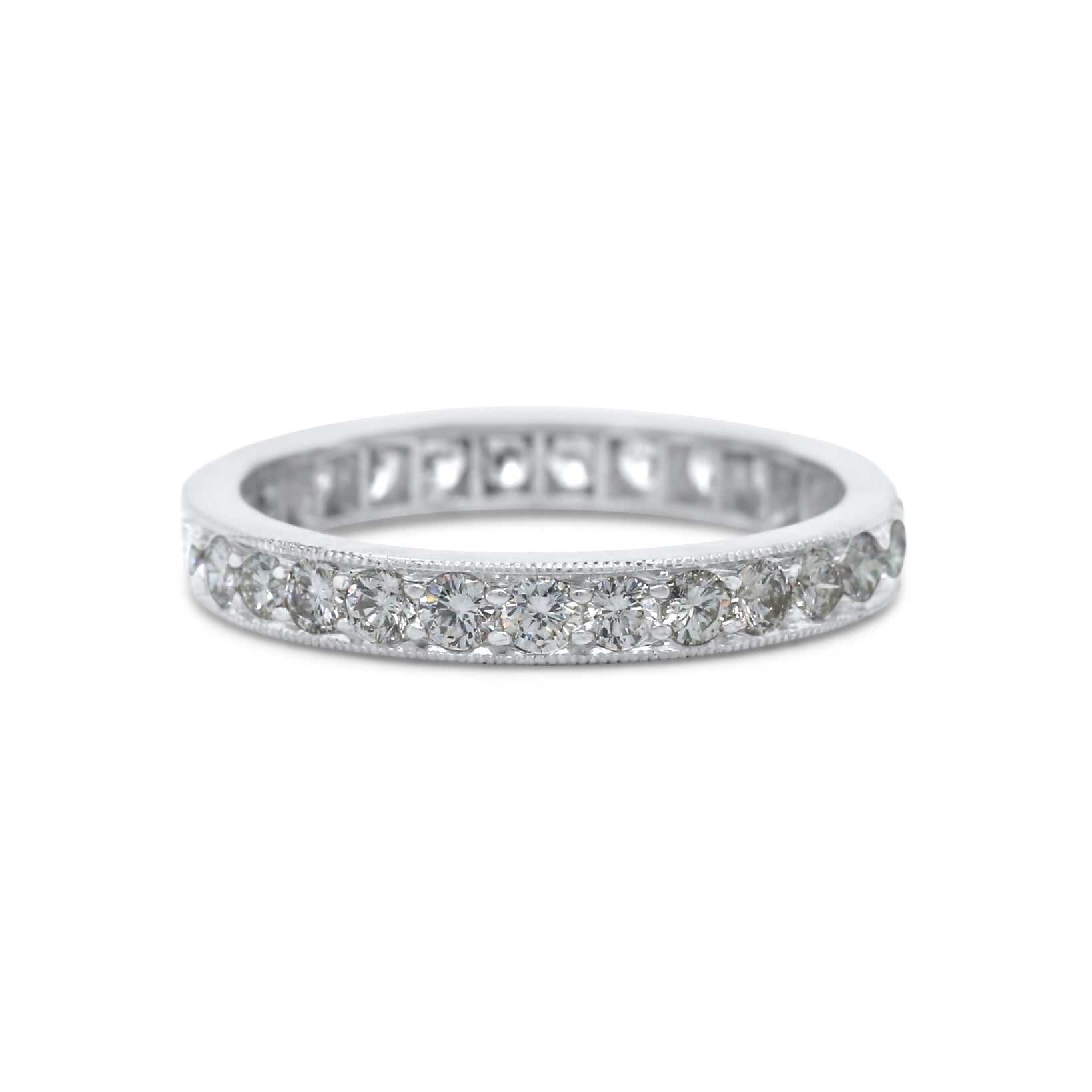 platinum diamond eternity band milgrain detailing estate wedding band