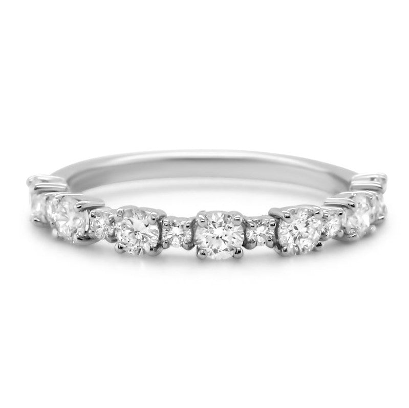 14k yellow white or rose gold alternating size round diamond wedding band