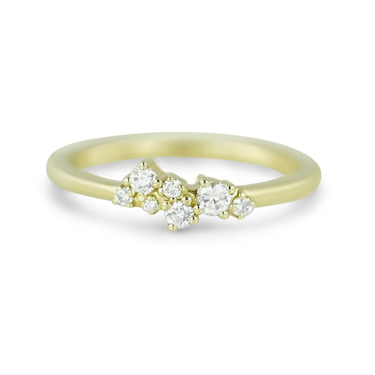 14k yellow gold diamond cluster stack ring or wedding band