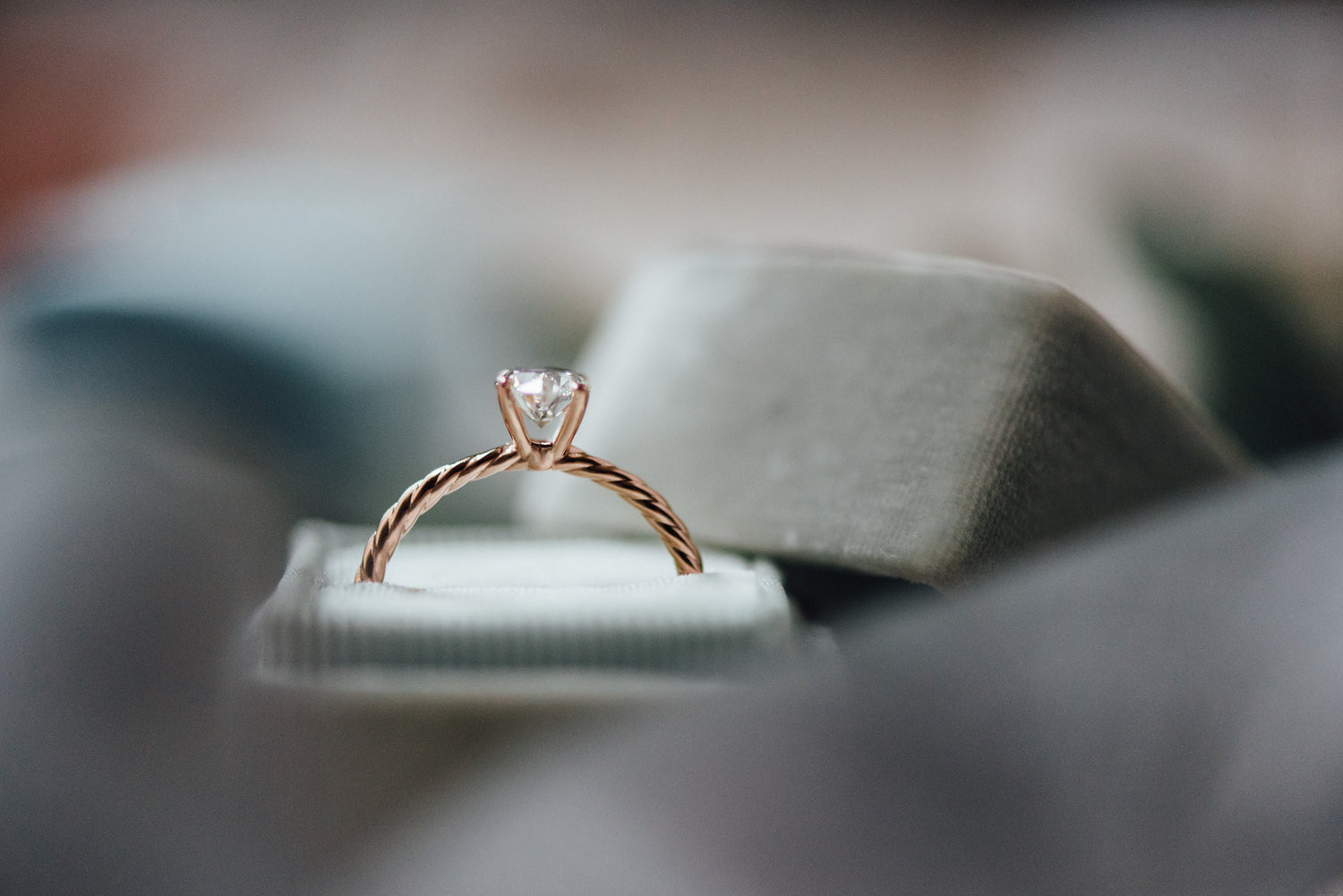 rose gold diamond rope engagement ring