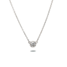 0.38ct lab grown round brilliant cut diamond 14k gold bezel set pendant necklace