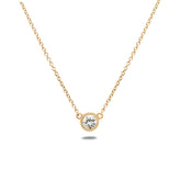 0.51ct natural round brilliant cut diamond 14k gold bezel set pendant necklace