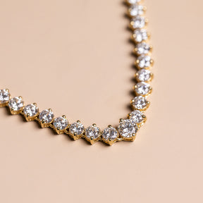 18k yellow gold 12ct diamond riviera style graduated tennis necklace modern vintage