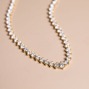 18k yellow gold 12ct diamond riviera style graduated tennis necklace modern vintage