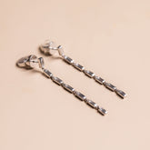 14k white gold bezel set baguette cut drop earrings modern vintage