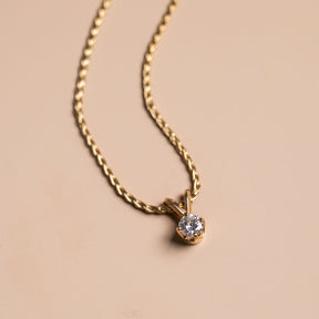 14k yellow gold 0.30ct round diamond compass prong split bail pendant necklace rope chain modern vintage