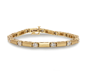 14k Yellow Gold Estate Diamond Link Bracelet