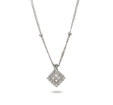 14k White Gold Art Deco Diamond Detail Pendant Necklace