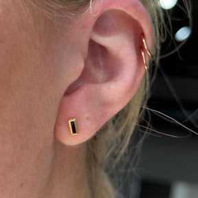 14k Black Onyx Enamel Stud Earrings