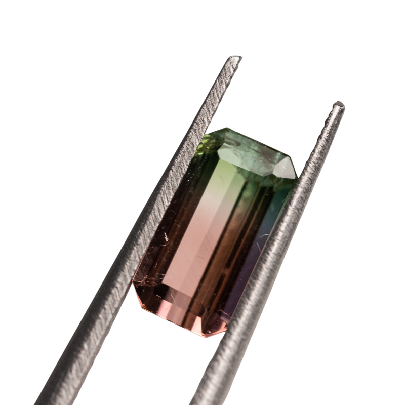 1.43ct step cut bicolor tourmaline loose gemstone