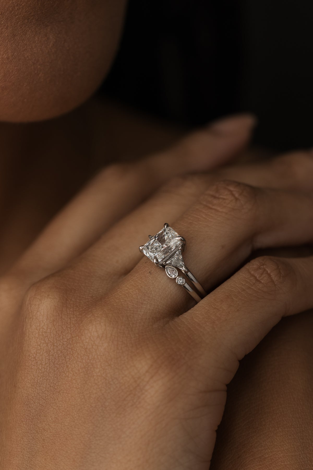 14KW Pear Diamond Open Band Size 6.75