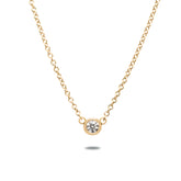 0.16ct lab grown round brilliant cut diamond 14k gold bezel set pendant necklace