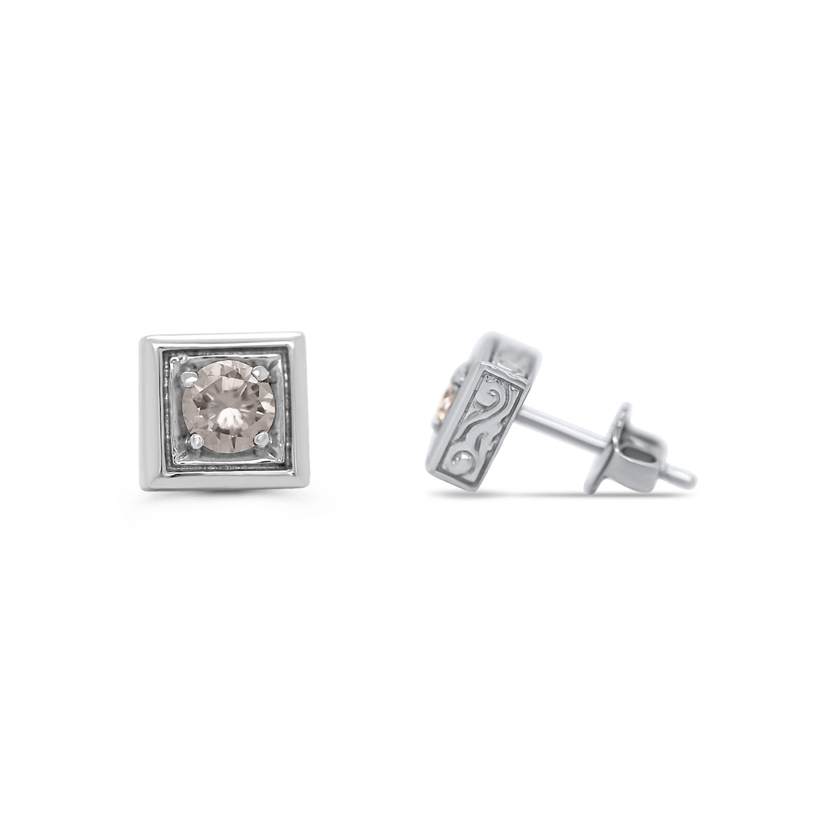 Art Deco 14k White Gold Diamond Stud Earrings