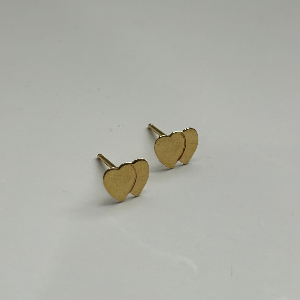 14KY Double Heart Stud Earrings