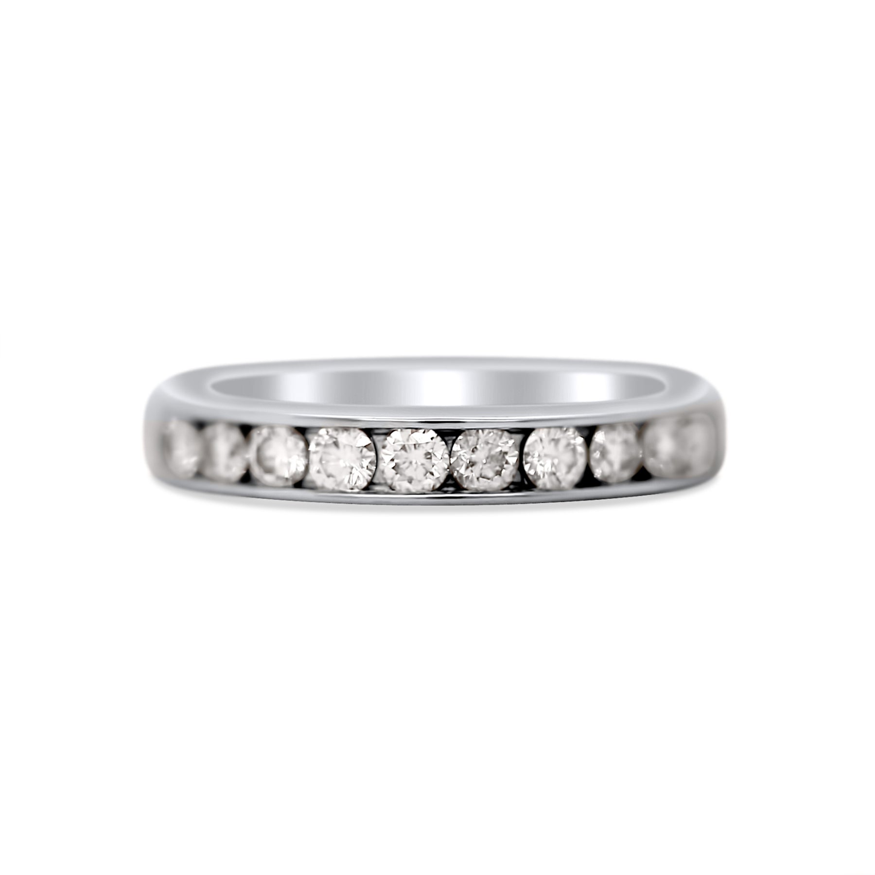 Estate White Gold Channel Set Diamond Wedding Band