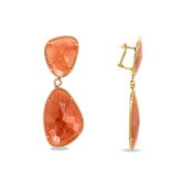 Contemporary Estate 14k Yellow Gold Rose Quartz Dangle Earrings