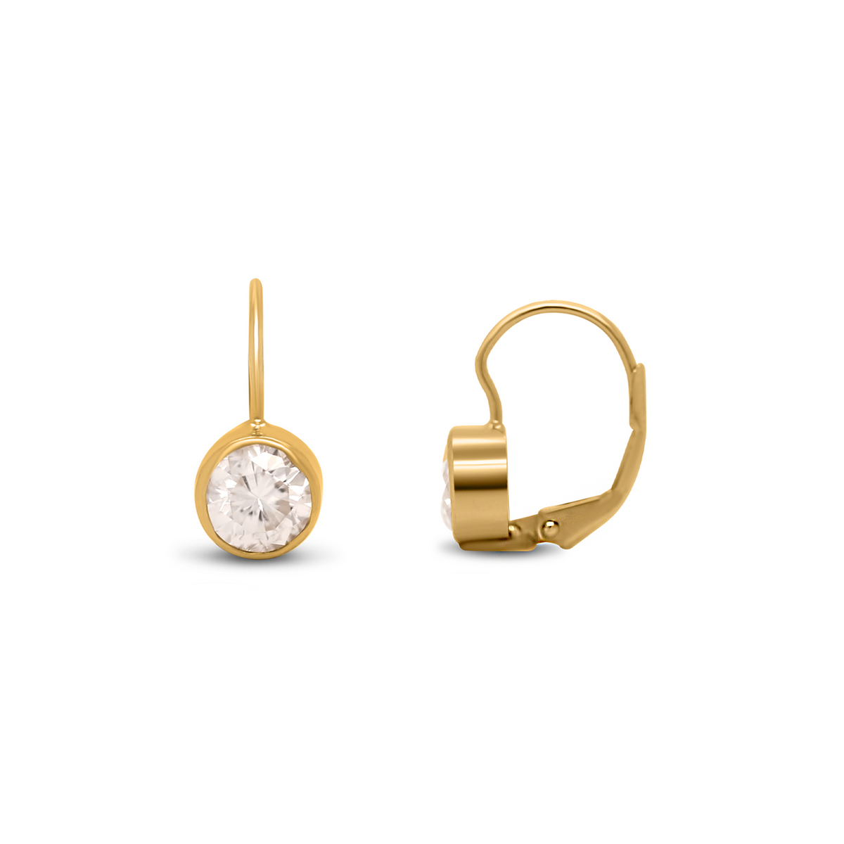 Estate 14k Yellow Gold Bezel Set Diamond Drop Earrings