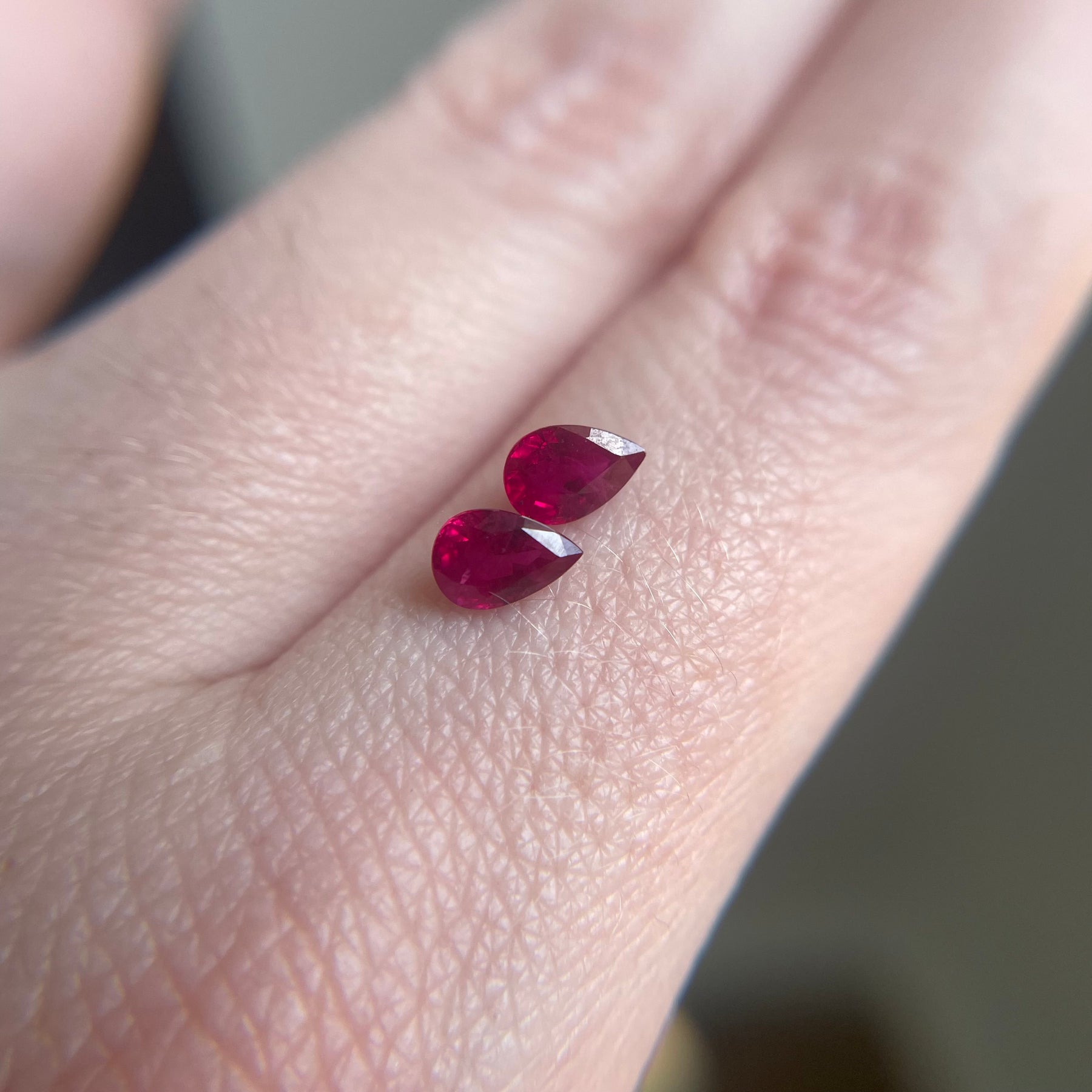 1.16tcw Pear Shape Ruby Pair