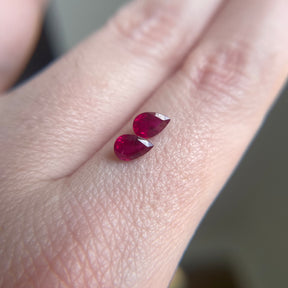 1.16tcw Pear Shape Ruby Pair