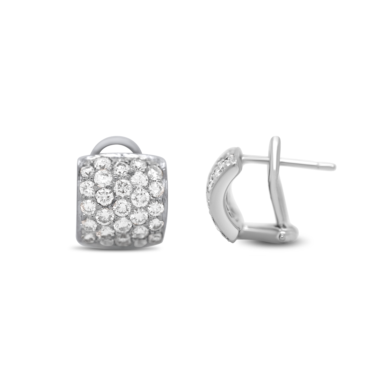 Estate 14k White Gold Diamond Pave Earrings