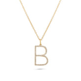 14k yellow gold diamond pave skinny letter initial pendant necklace