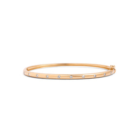 14k yellow gold inset diamond bangle bracelet