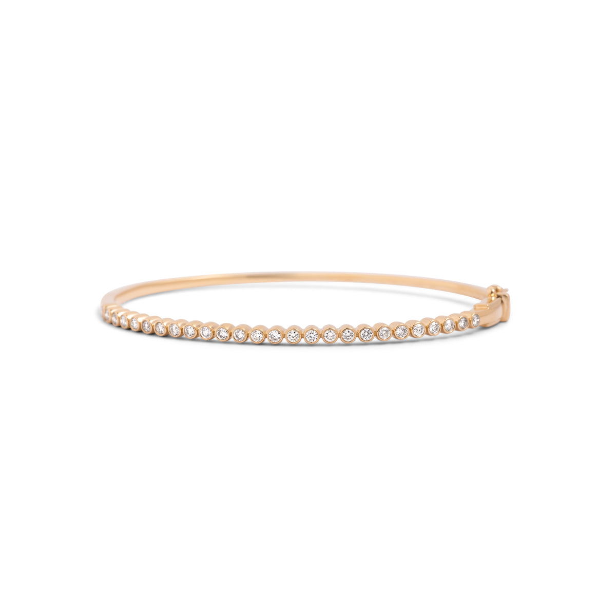 14k yellow gold bezel set diamond bangle bracelet