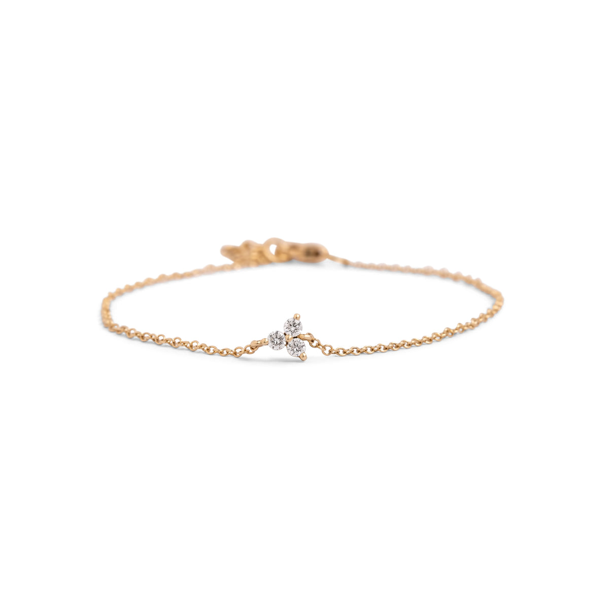 14k yellow gold dainty diamond trio bracelet