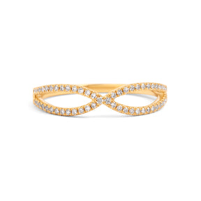 14k yellow gold diamond pave eternity stacking ring