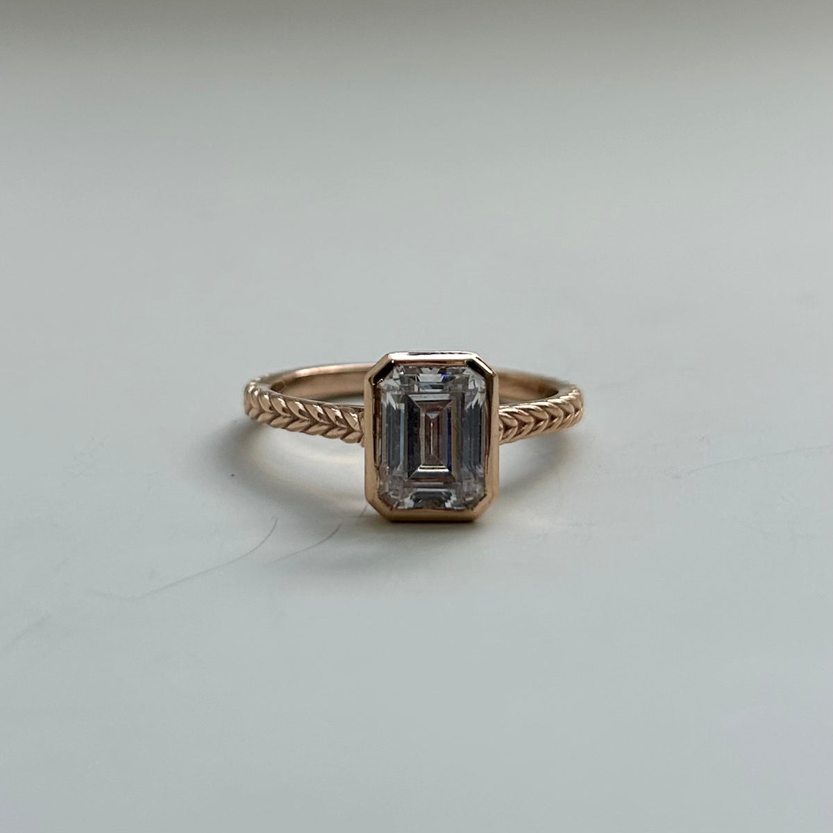 14KR 2.00ct CZ Rope Band Engagement Size 8