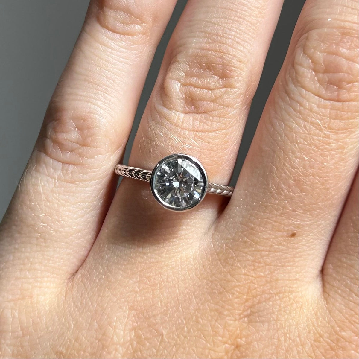 14KW 1.50ct CZ Rope Band Engagement Size 7.25