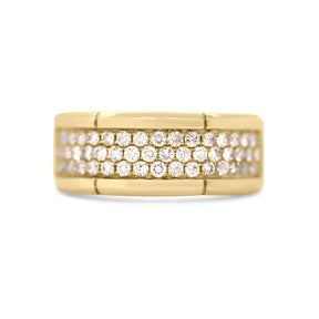 Contemporary Estate 10k Yellow Gold Stacked Diamond Ring