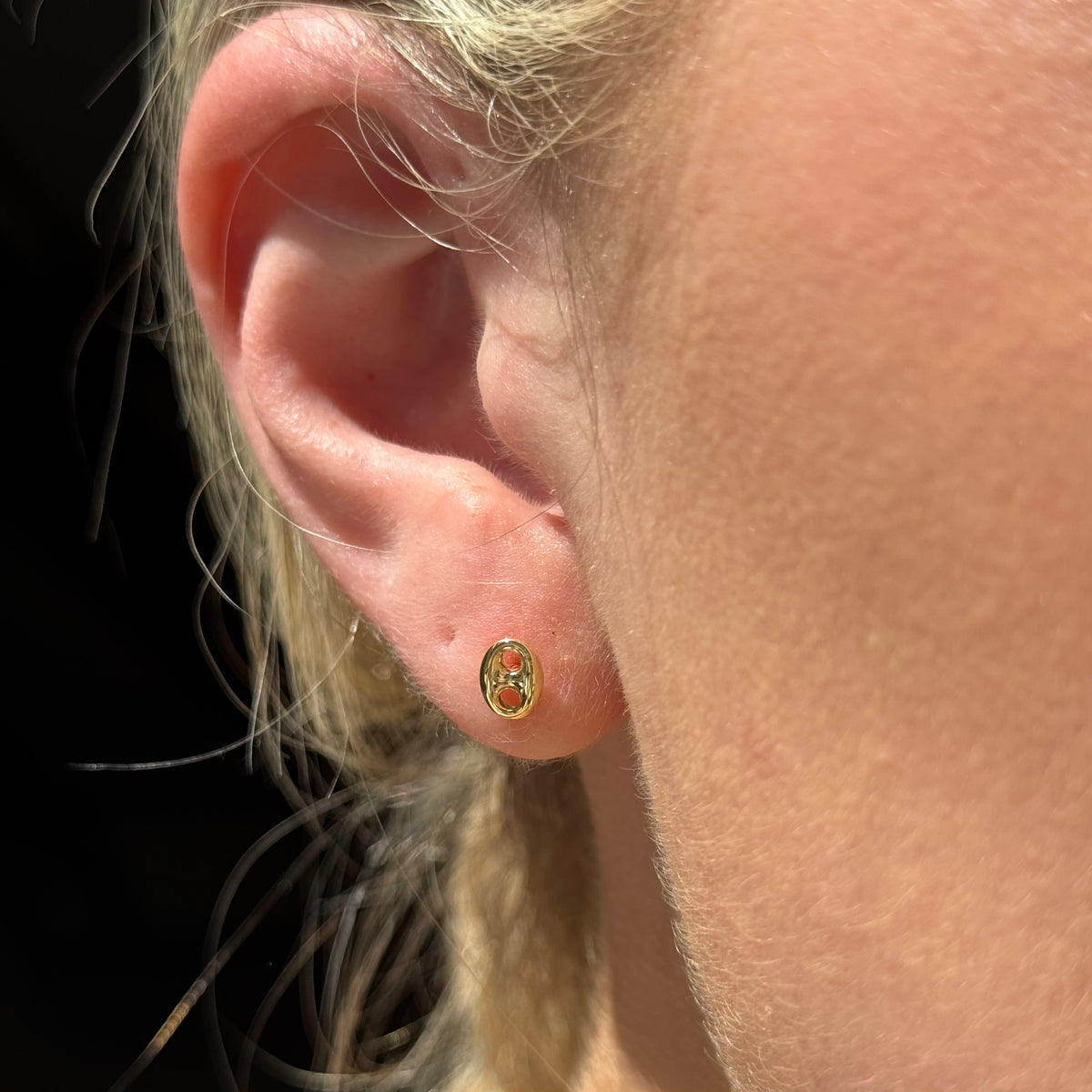 14k Puff Mariner Stud Earrings