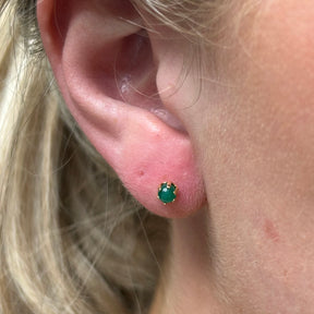 14KY Green Gem Stud Earrings