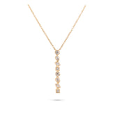 14k yellow gold bezel set staggered mixed diamond shaped vertical pendant necklace