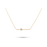 14k yellow gold diamond bar necklace with bezel set baguette 