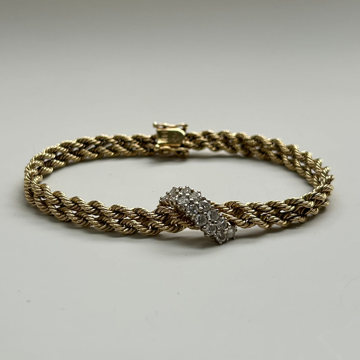 14KY Double Rope Diamond Cluster Bracelet