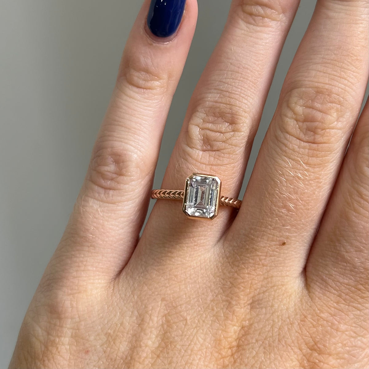 14KR 2.00ct CZ Rope Band Engagement Size 8