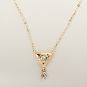 14k yellow gold old mine cut diamond early 20th century estate pendant necklace